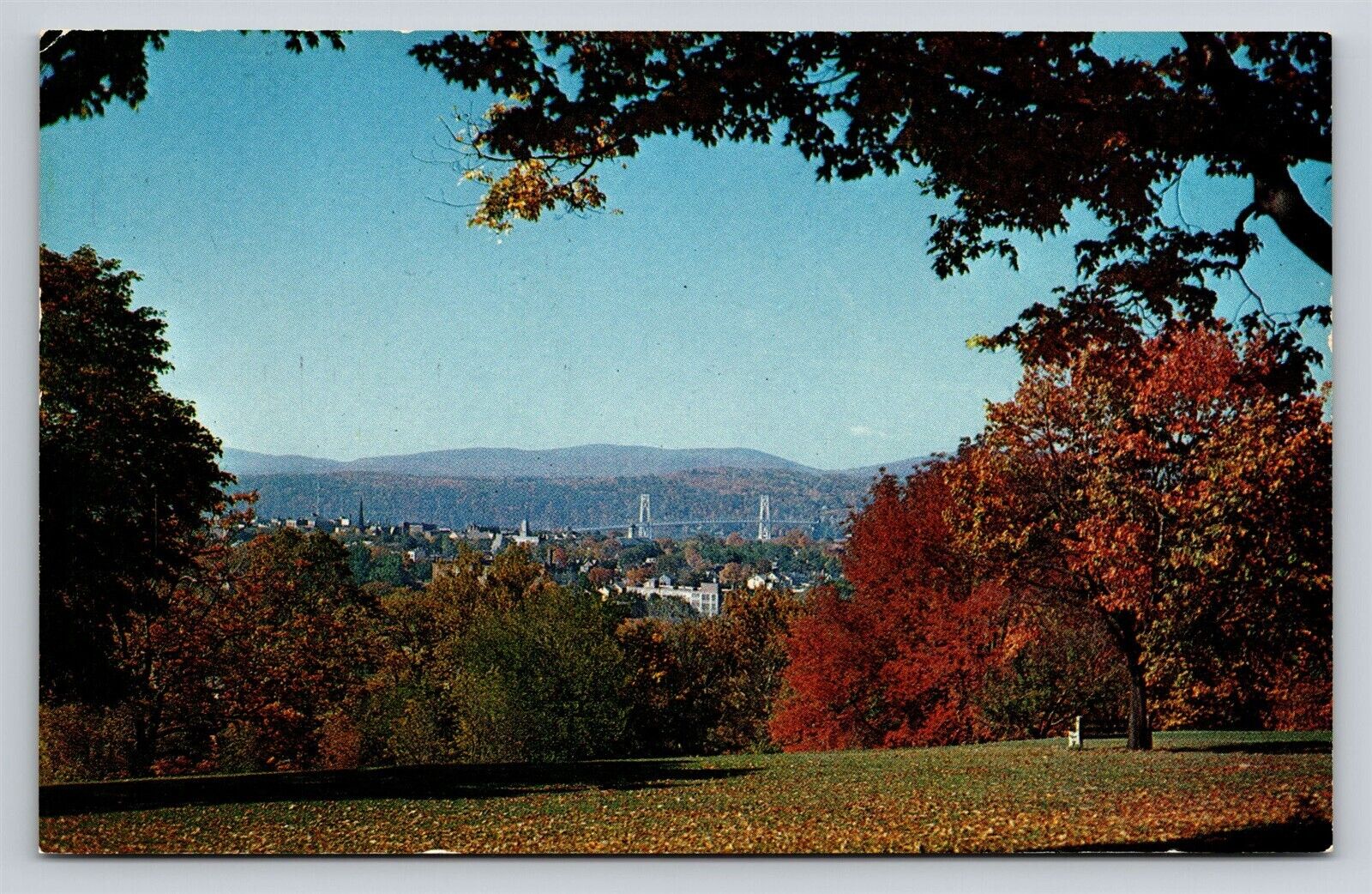 Poughkeepsie NY New York College Hill Vintage Postcard View Park