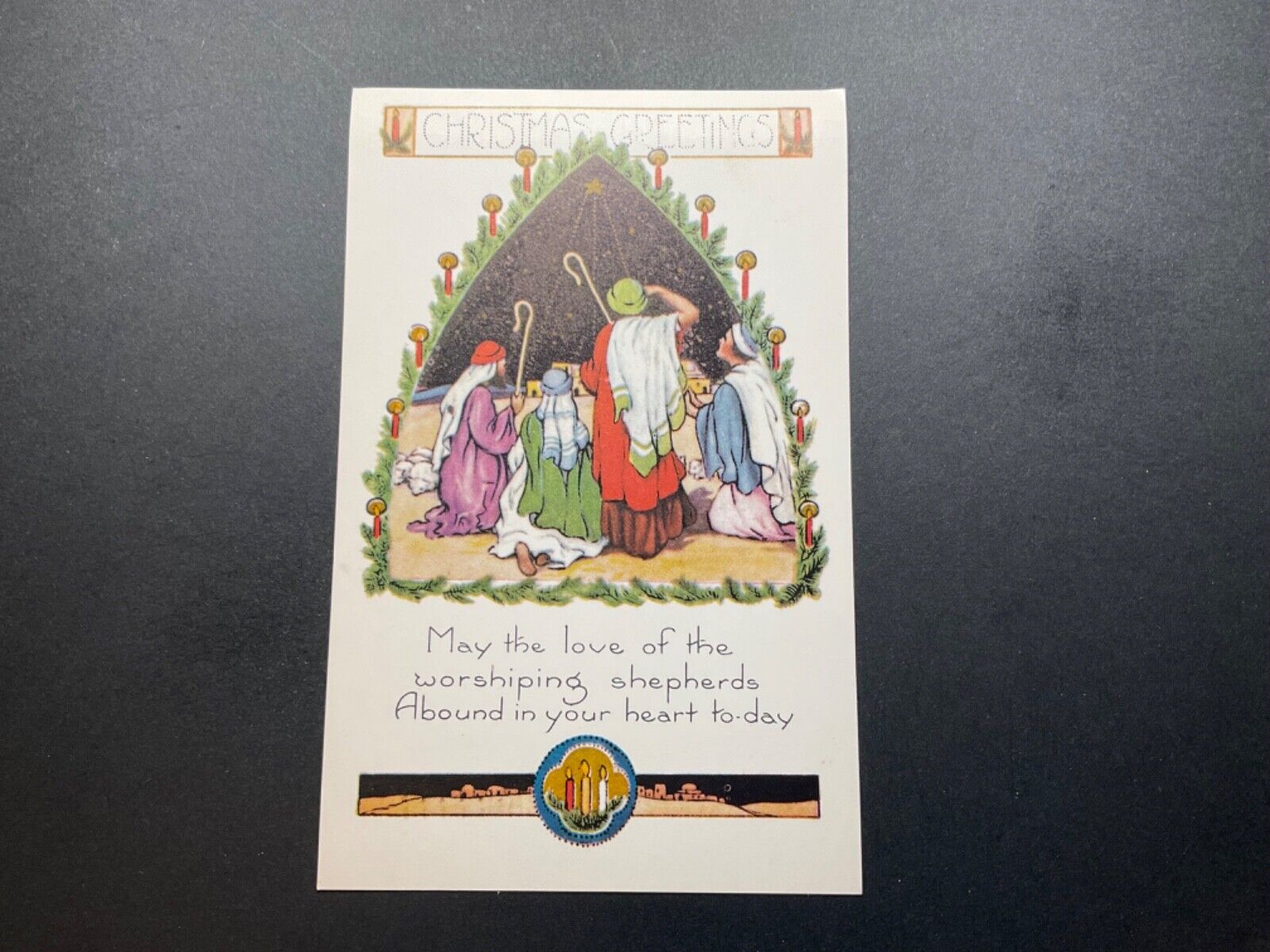 Holiday Postcard Christmas Greeting May The Love Of The Worshiping Shepherds