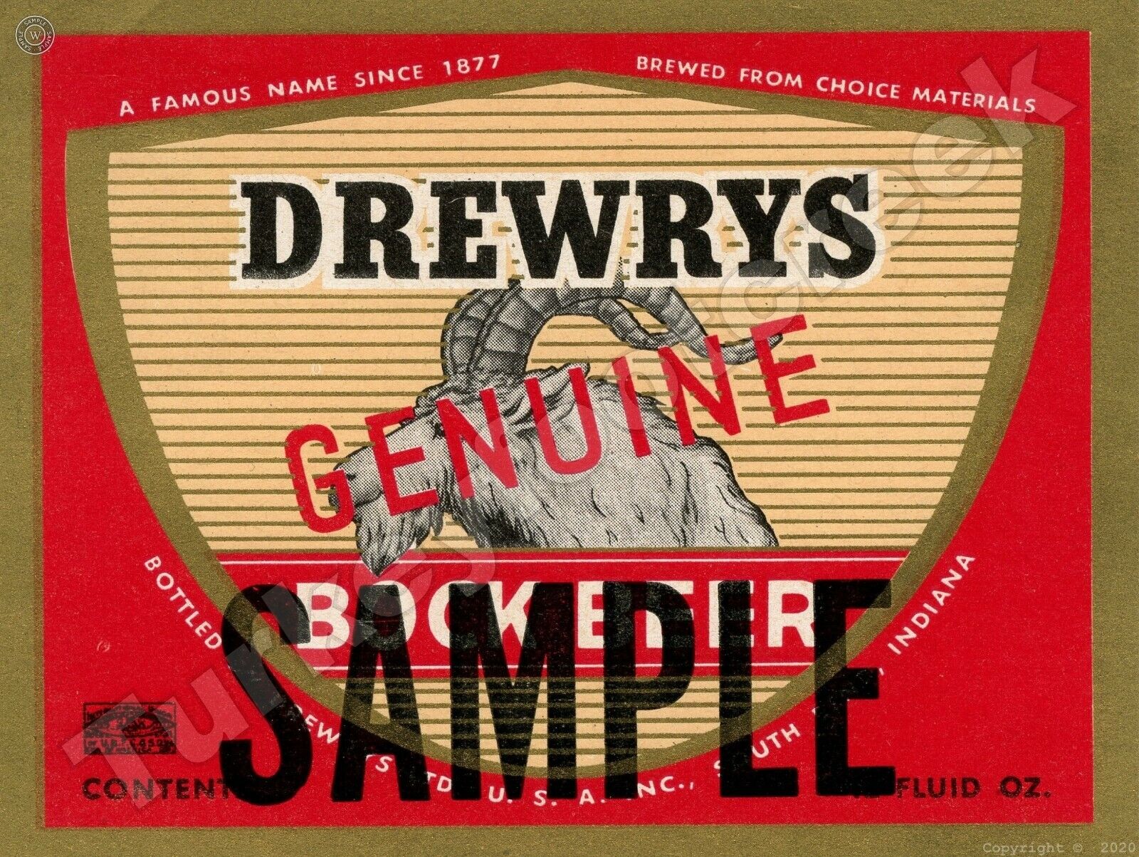 Drewrys Bock Sample Beer Label 9\