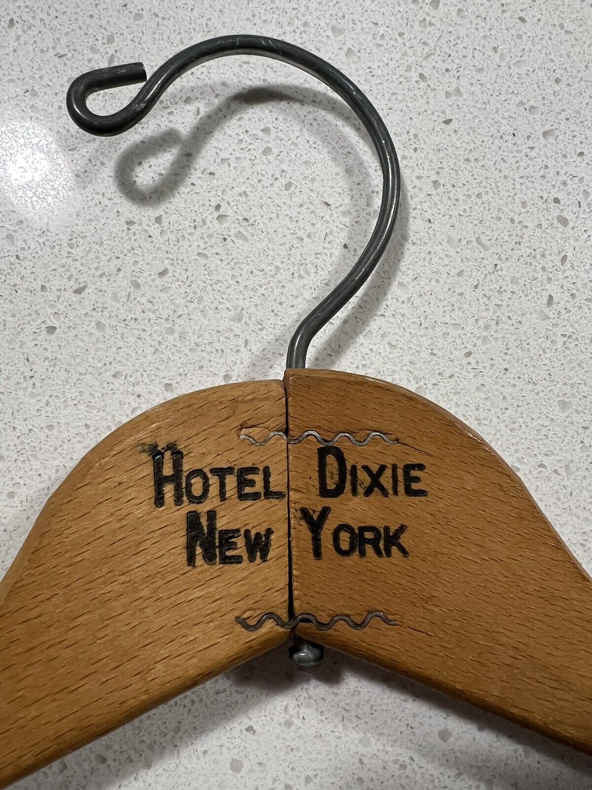 Vintage Hotel Dixie New York NY MCM Hollywood Regency Coat Clothes Wood Hanger
