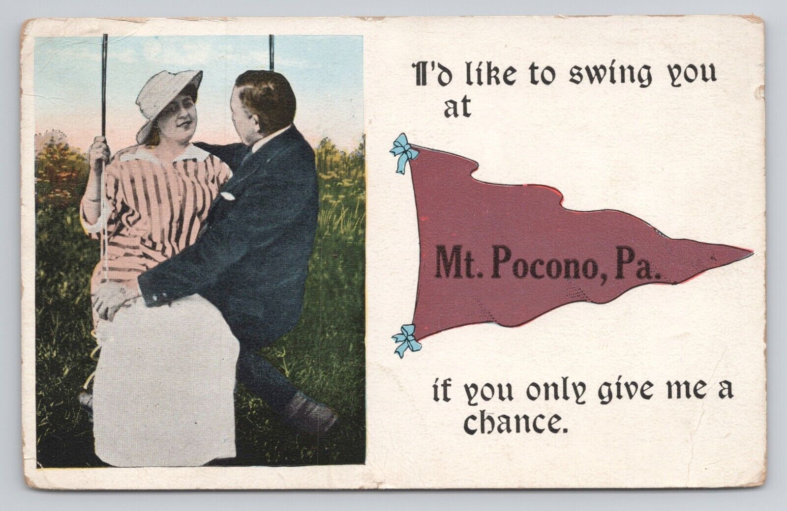 I\'d Like To Swing You At Mt. Pocono Pennsylvania 1921 Antique Postcard