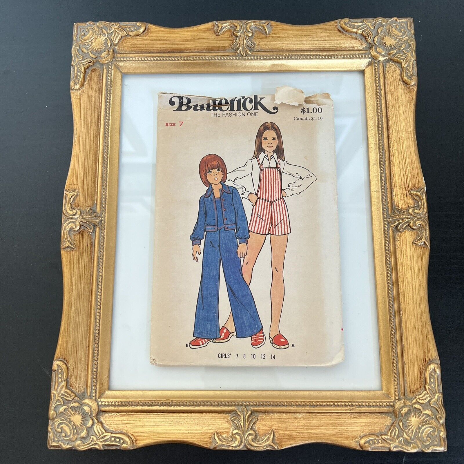 Vintage 1970s Butterick 3600 Girls Overalls + Jacket Sewing Pattern 7 CUT