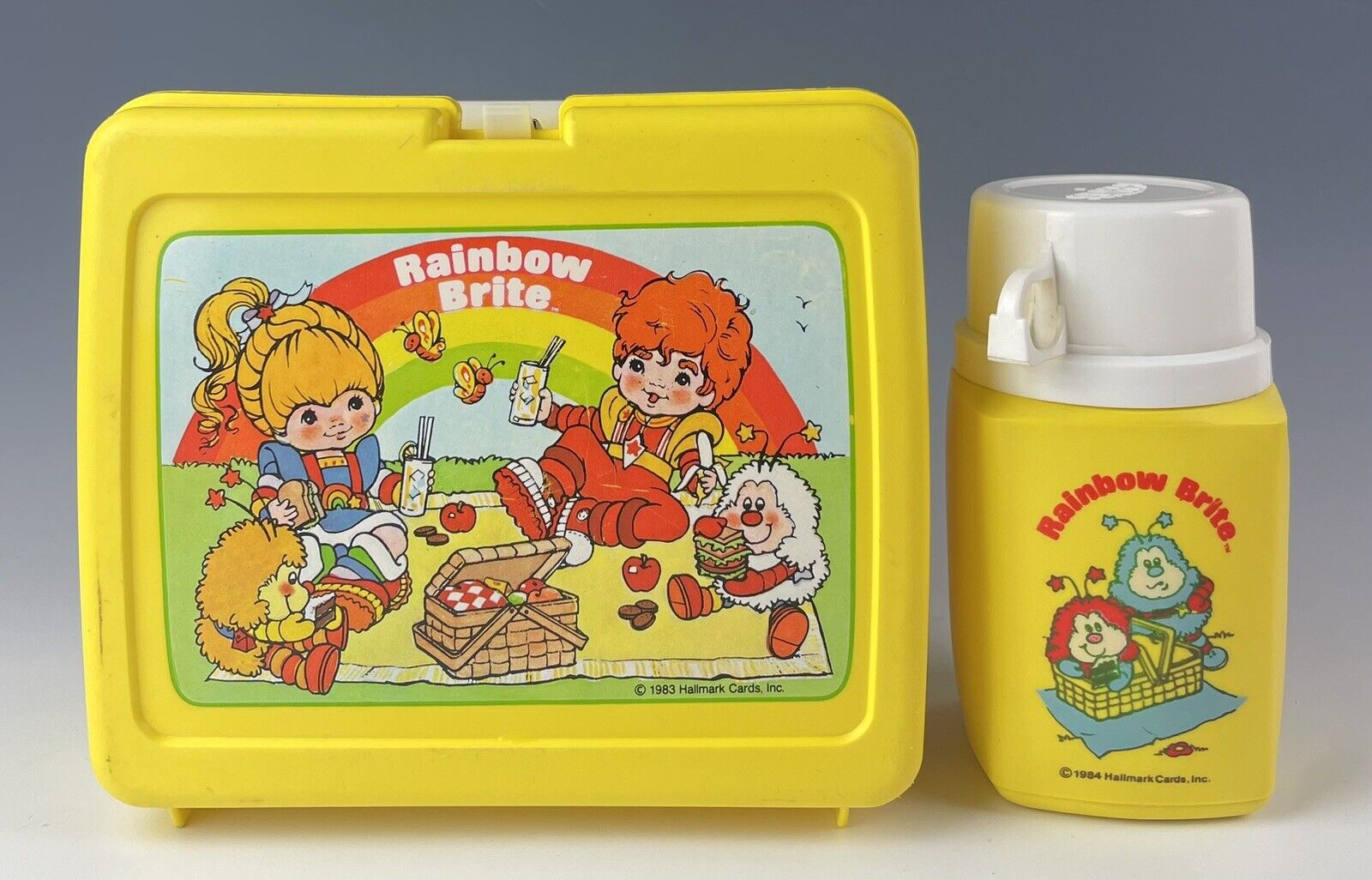 Vintage Rainbow Brite 80s Plastic Lunchbox With Thermos