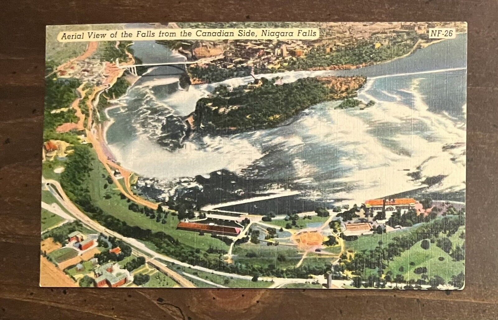 Vintage Linen Postcard Niagara Falls Aerial View- COLOURPICTURE K235
