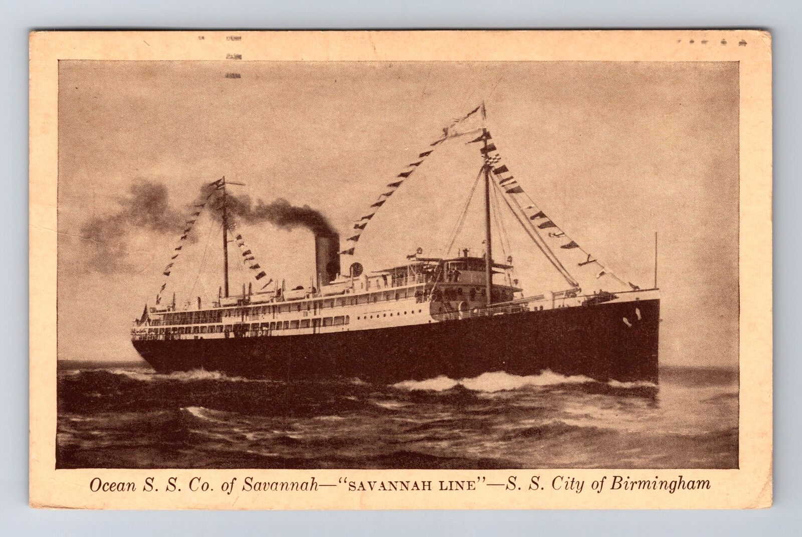 Ocean SS Co Of Savannah, SS City Of Birmingham, Vintage c1934 Souvenir Postcard