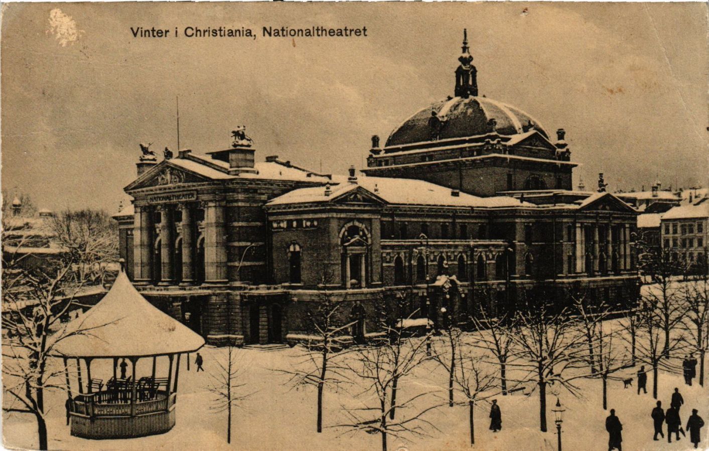 CPA AK NORWAY Vinter i Christiania, Nationaltheatret (319807)