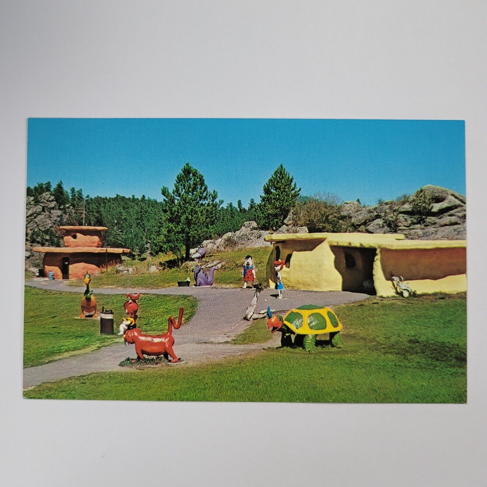 Postcard Fred Flintstone Wilma Pebbles Bedrock City Roadside Attraction S Dakota