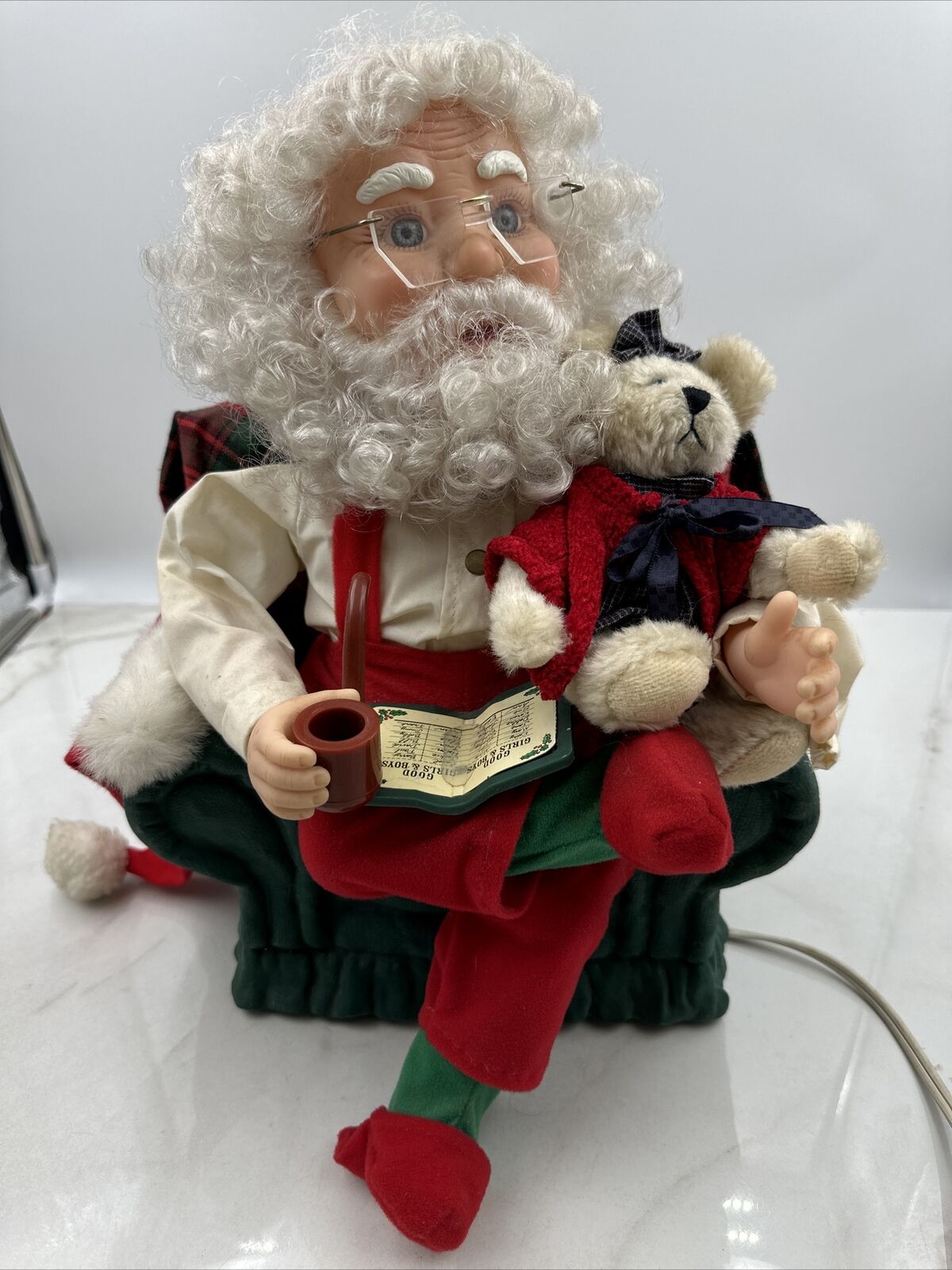 VTG Electric Animated Christmas Santa Figurine In Chair Head Turns WORKS