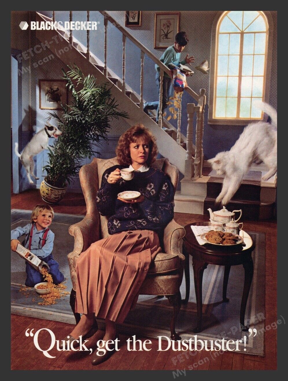 Black & Decker Dustbuster Family Making a Mess 1980s Print Advertisement Ad 1988