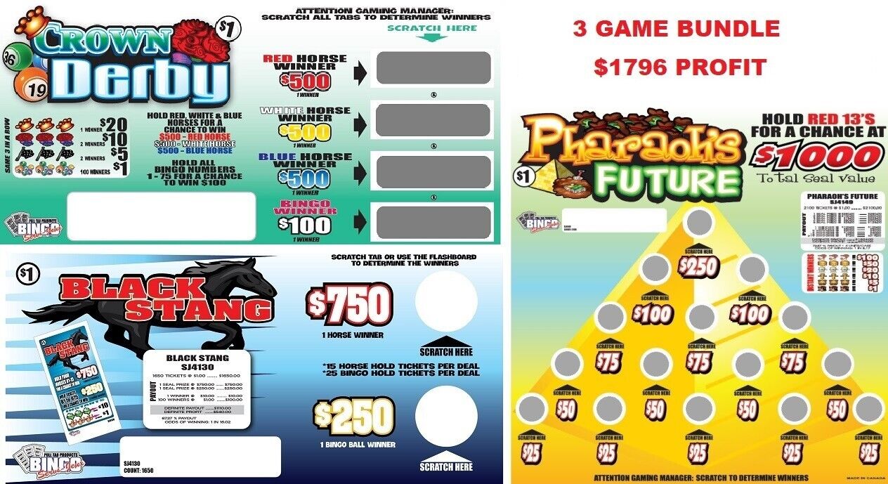 NEW pull tickets BUNDLE OF 3 GAMES, BIG PROFIT - Seal Card Tabs