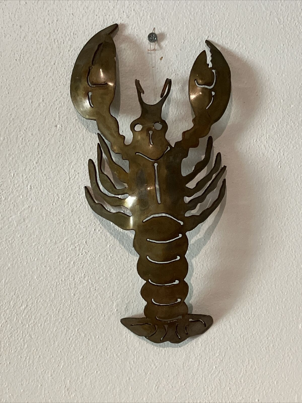 VTG  Brass Lobster Wall-Hanging Art 13” Prawn Lobster