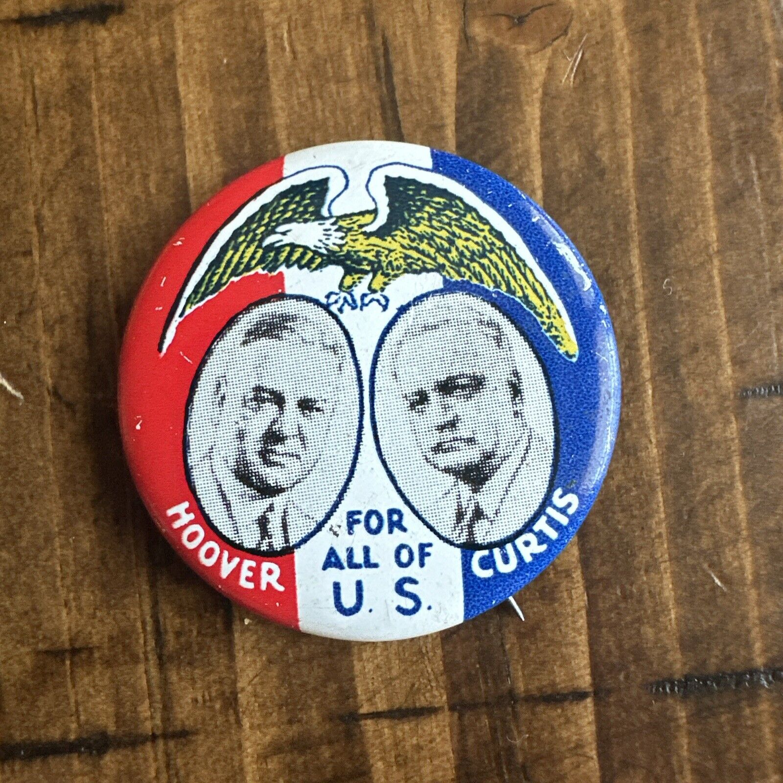 Hoover Curtis For All Of U.S. Pin. 1980 Remake Of The 1932 Presidential Election