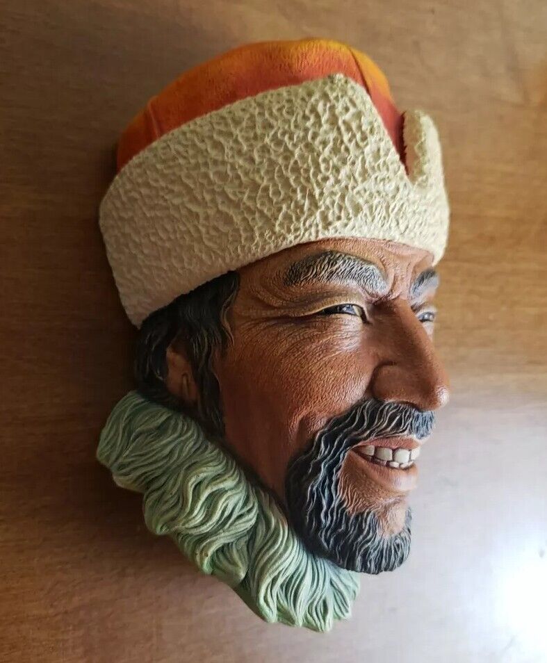 Bossons Chalkware 1966 Himalayan  Man’s Head Face Wall Sculpture England Mint