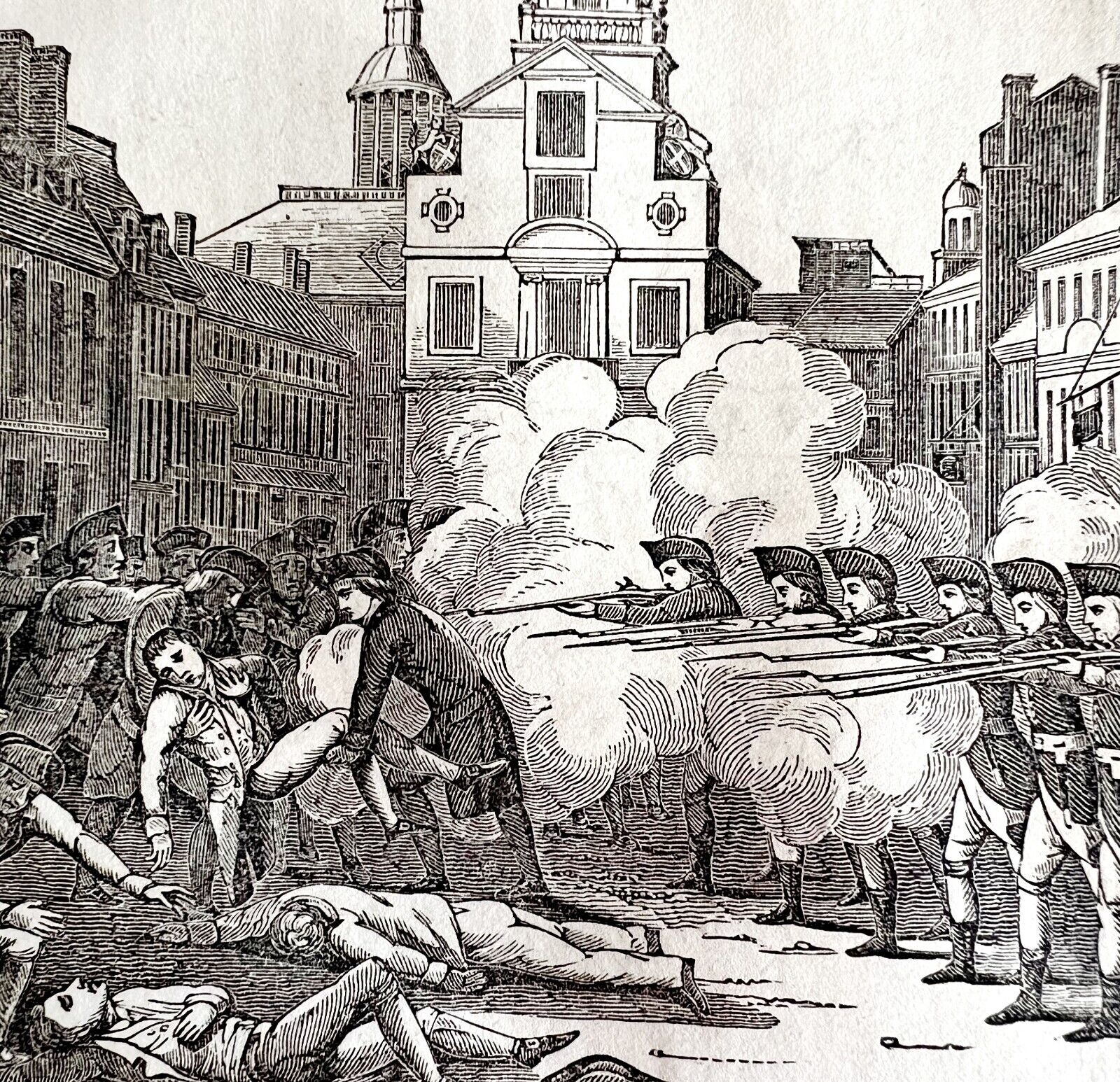 The Boston Massacre 1845 Woodcut Printing Victorian Revolutionary War DWY9A