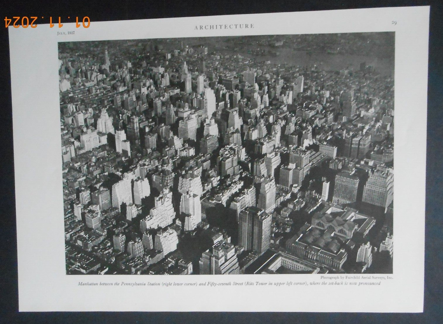 1927 Aerial view downtown Manhattan NYC NY Penn Station & 57th St Ritz Tower AD