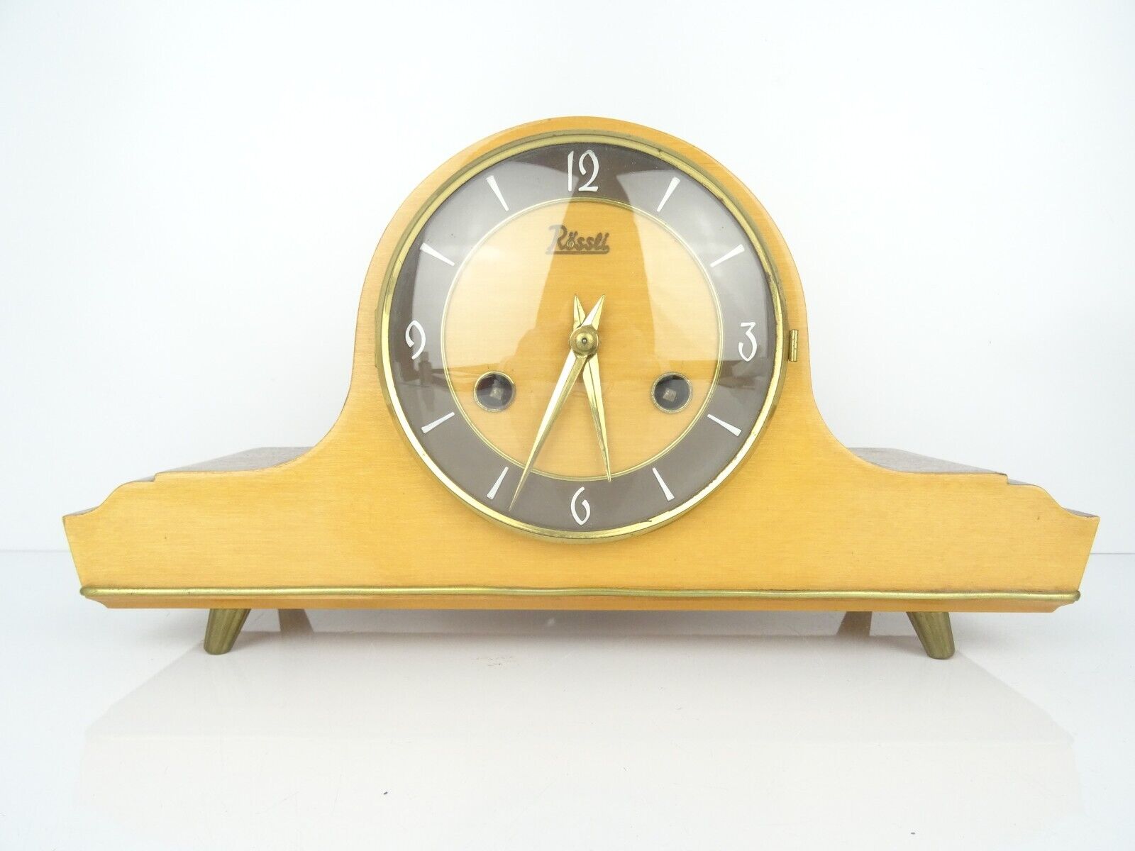 German Vintage Rössli Design Mid Century 8 day Retro Mantel Bracket Clock