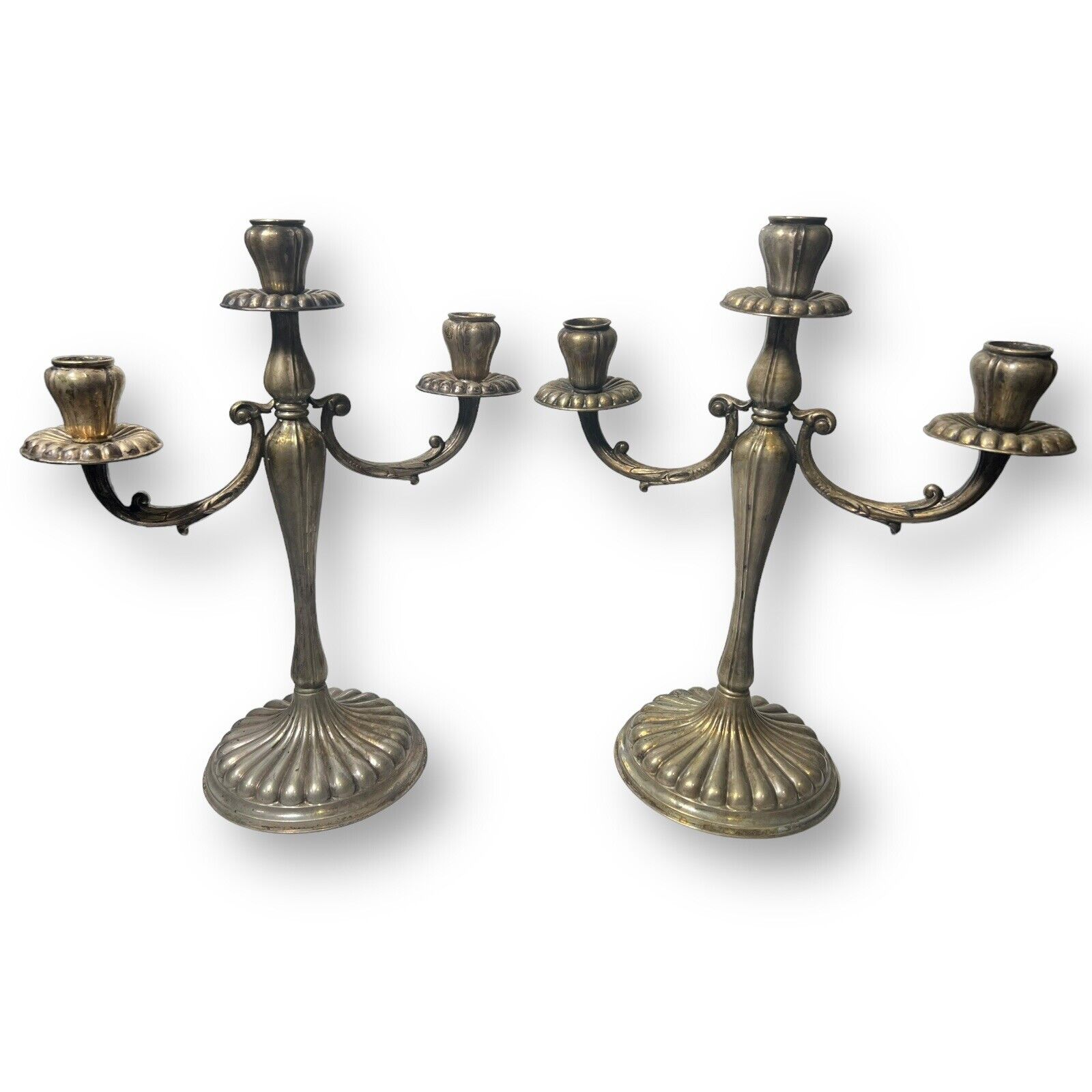 Vintage 800 Silver 12 1/4” Candelabra Pair Made in Italy