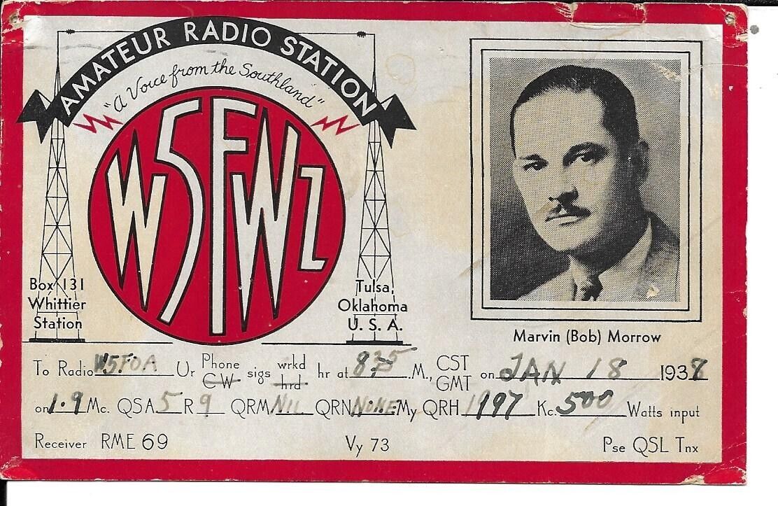 QSL 1938 Tulsa Oklahoma     radio card