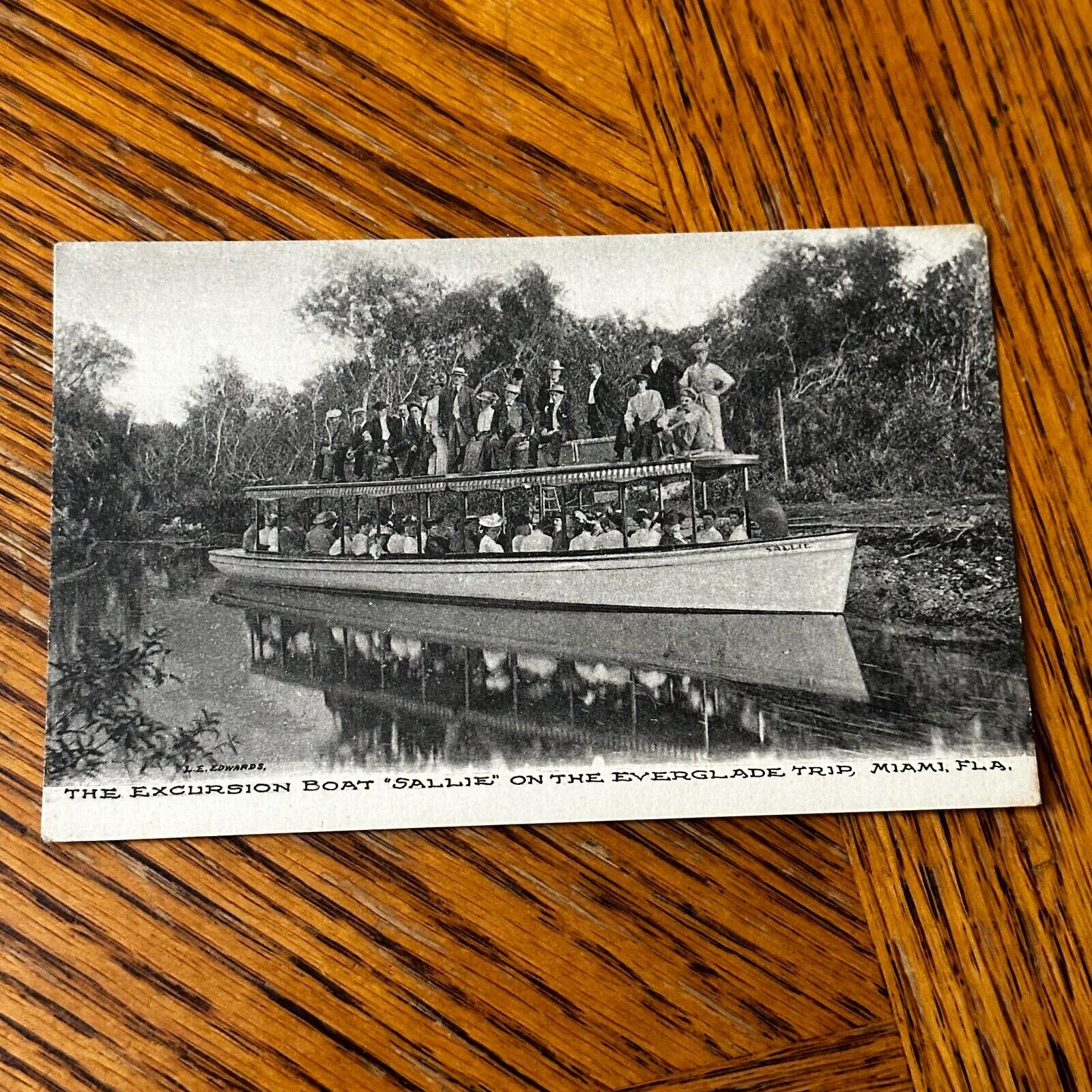 Sallie Excursion Boat Postcard Everglades Miami FL Albertype 1 cent Rate ~1910 