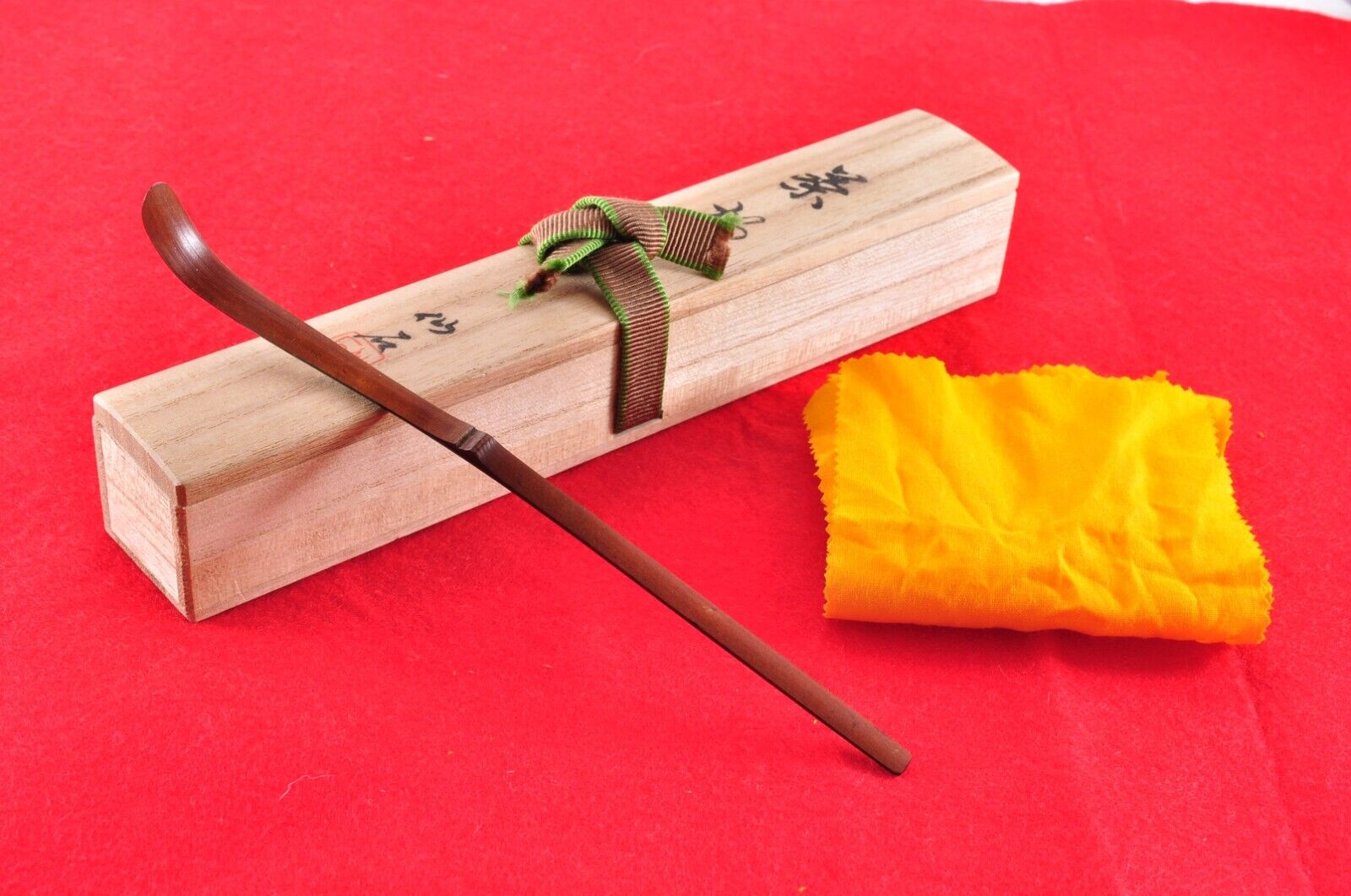 Vintage Japanese Tea Ceremony Chashaku Tea Spoon Bamboo Wajima Lacquerware #2