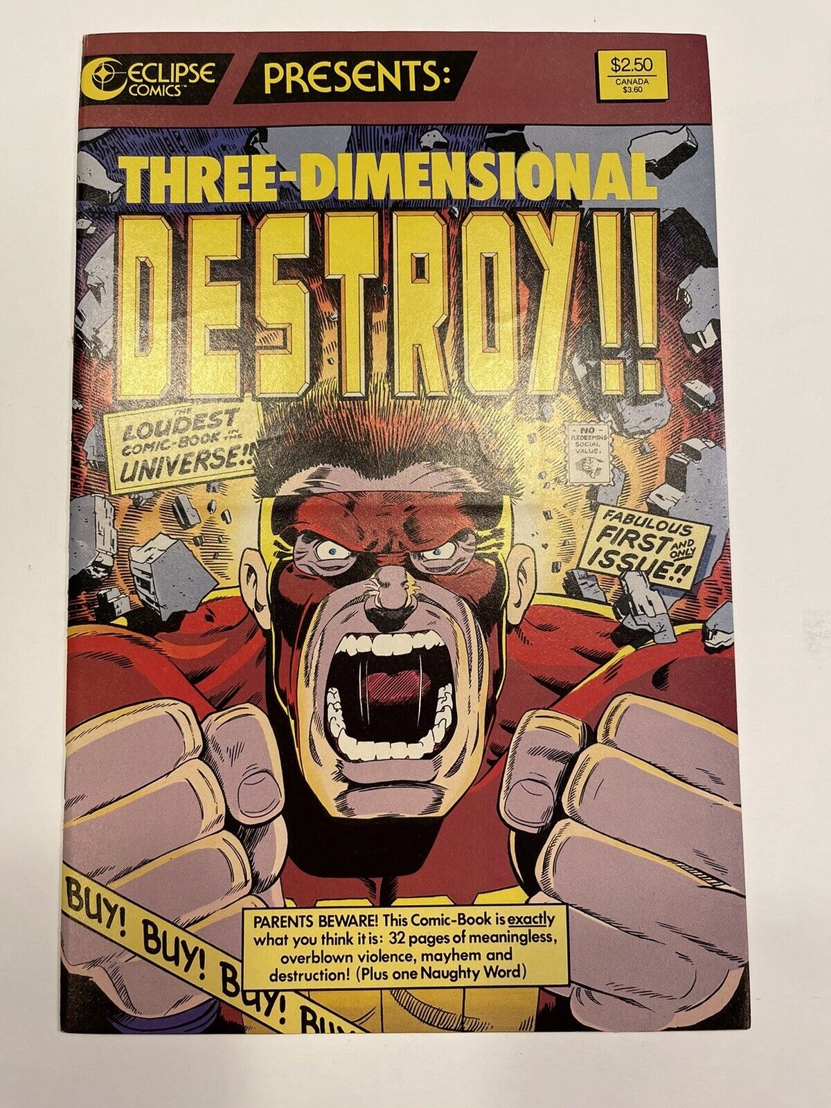 Three-Dimensional Destroy #1, Glasses Intact, 1st Print, 1987, Scans