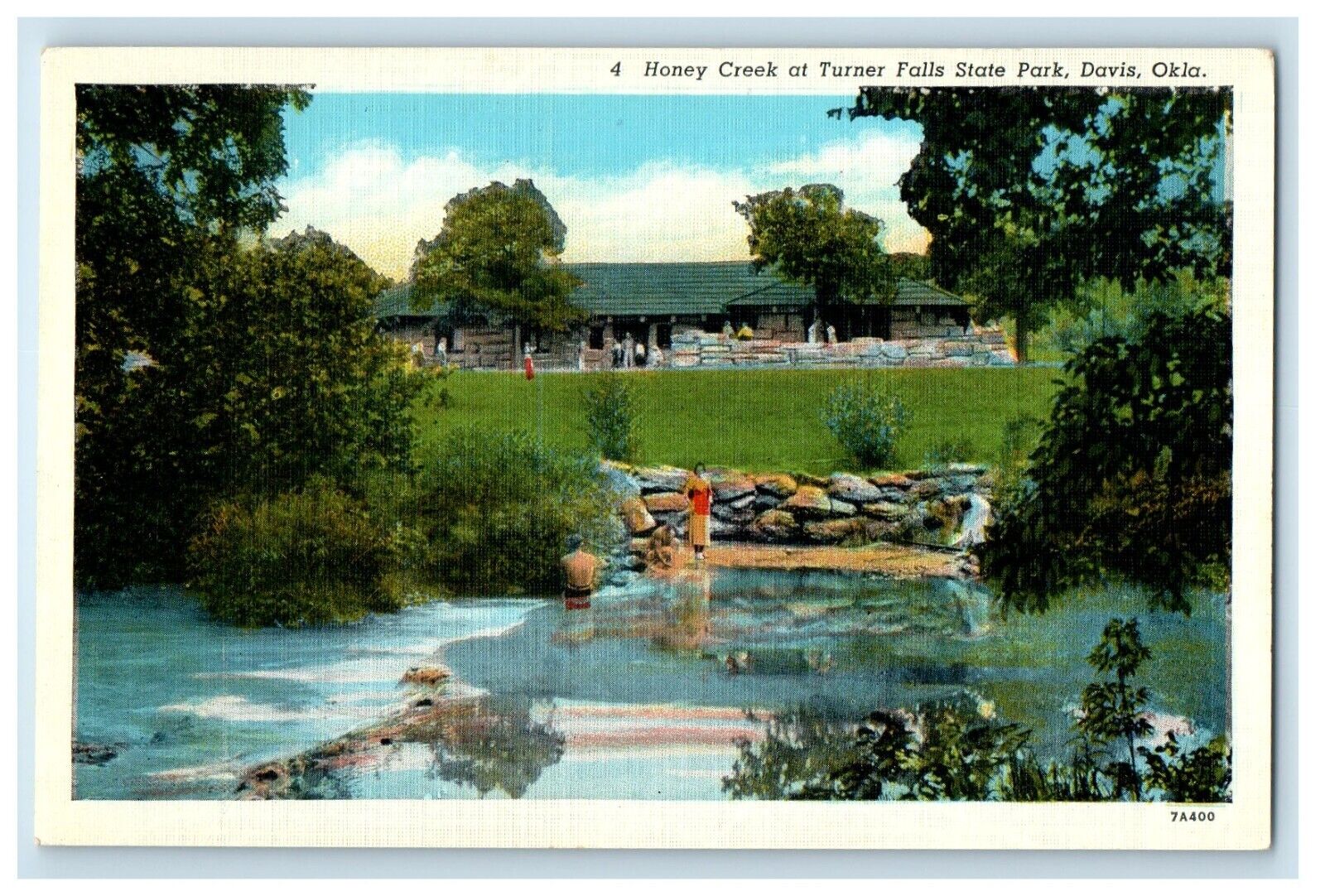 c1930\'s Honey Creek At Turner Falls State Park Davis Oklahoma OK Postcard