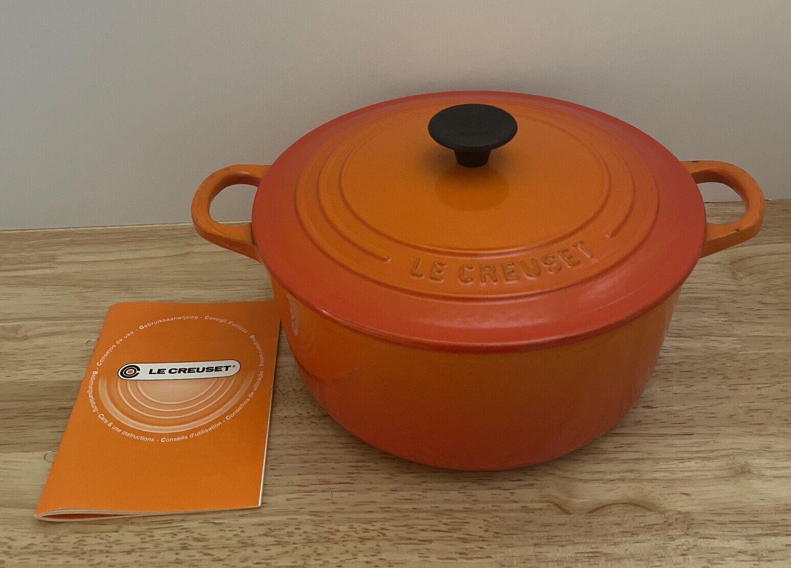 LE CREUSET Orange Red #22 Round 3.5 Qt Dutch Oven 3-1/2 Quart