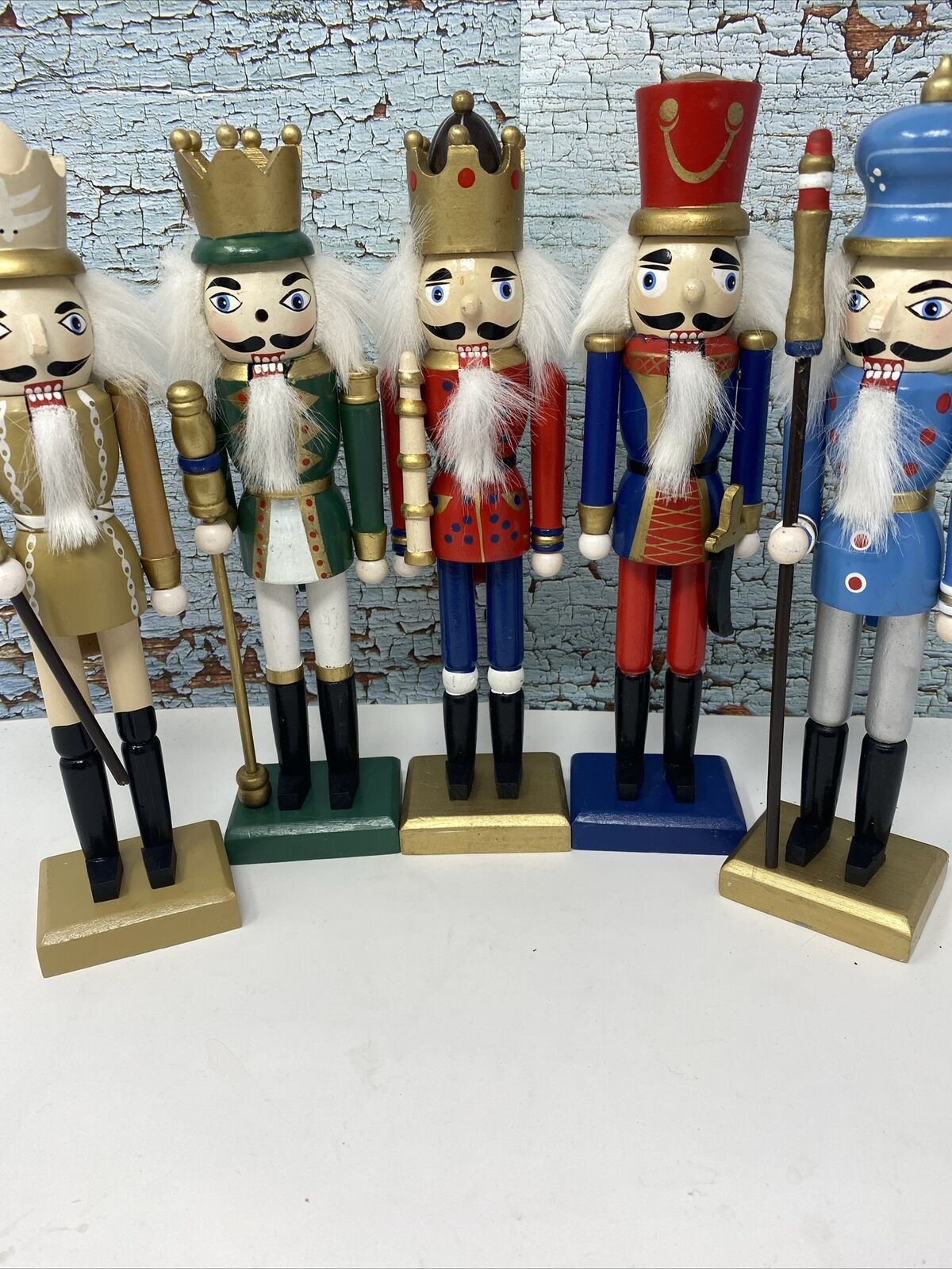 Lot of 5 Vintage Wooden Nutcracker/Soldier Figurines 9.5\