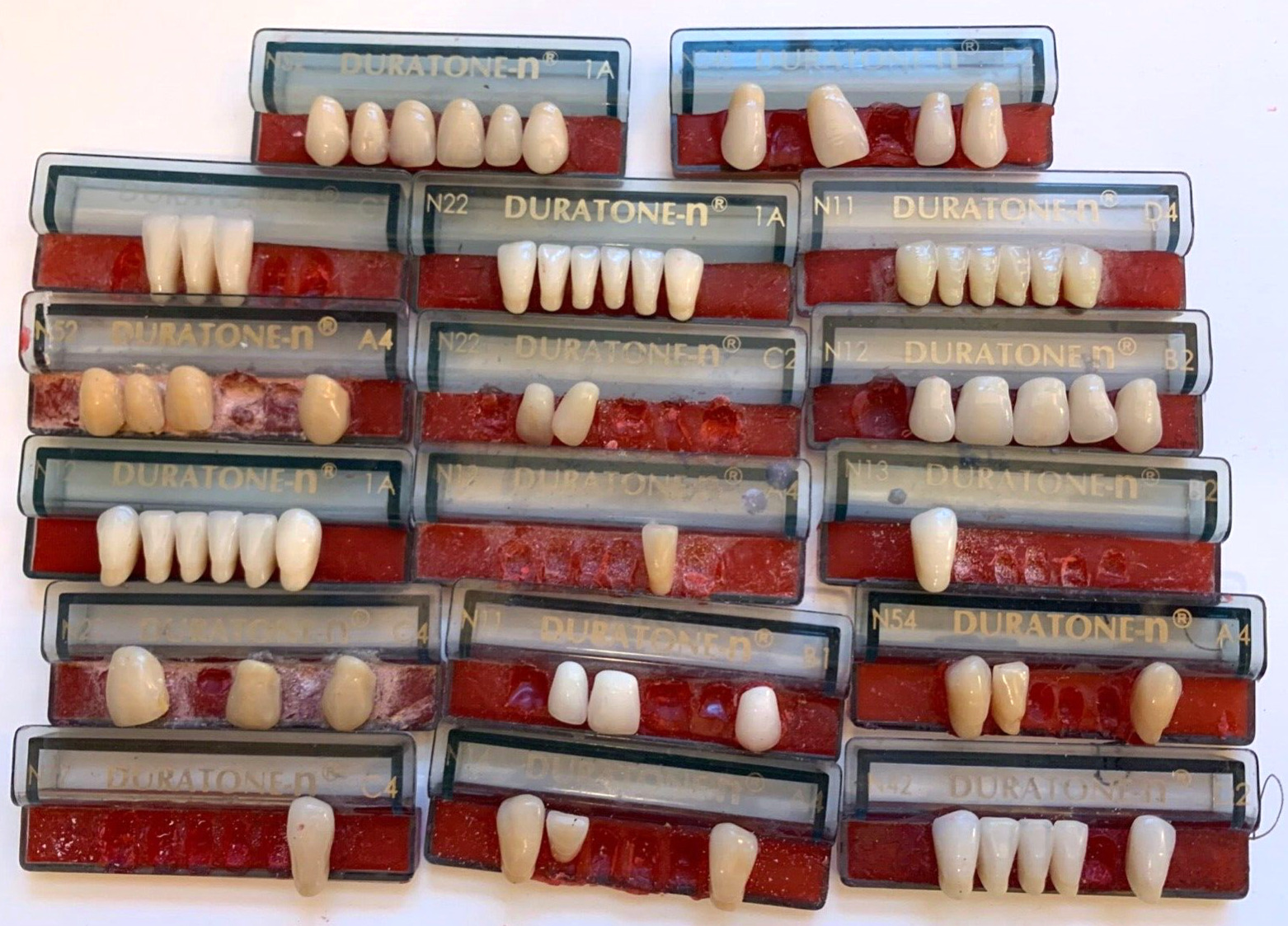 vtg DENTURE TEETH LOT old false tooth set Duratone dentist creepy Halloween prop