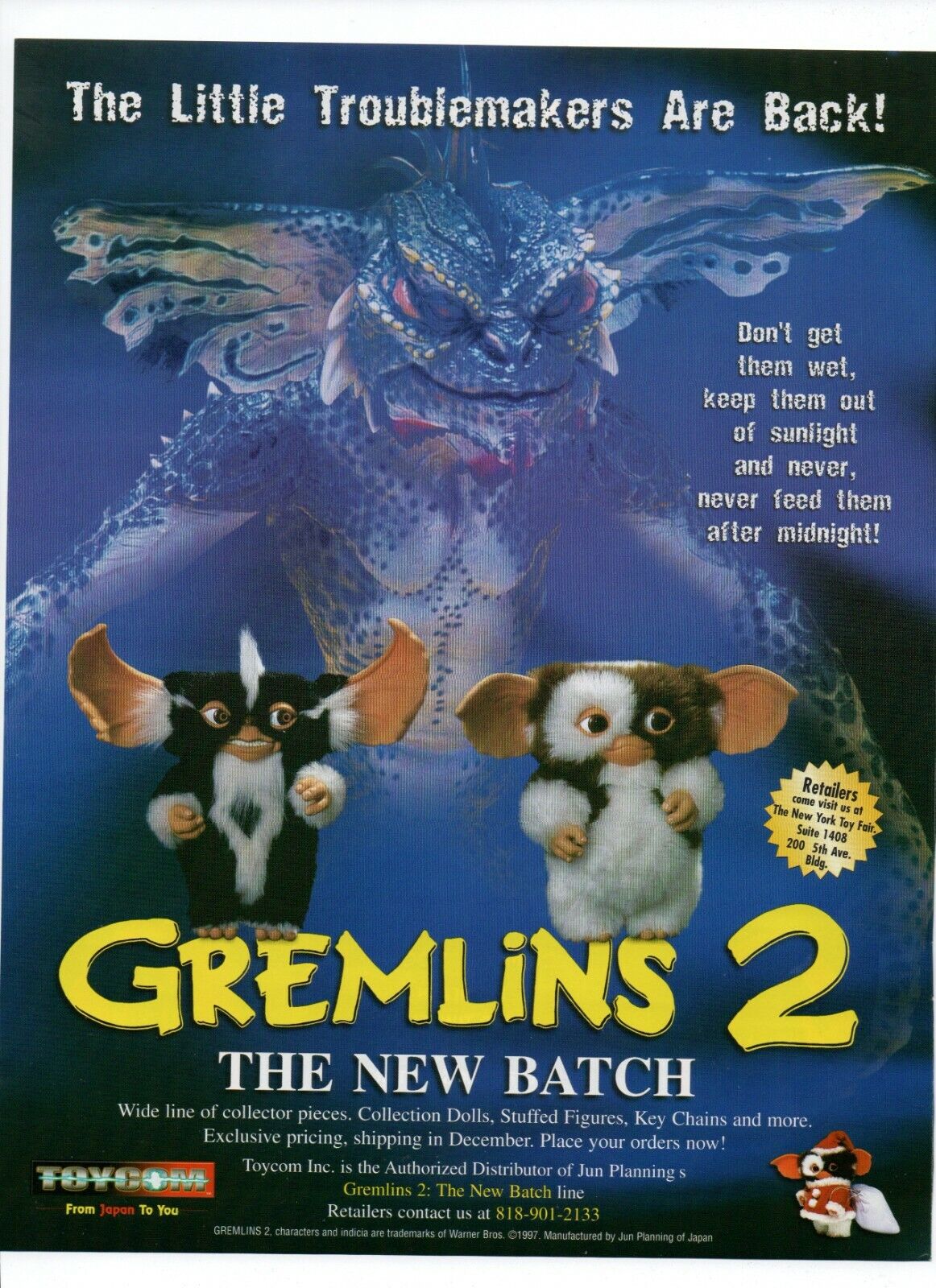 Gremlins 2 Movie Action Figures - Vintage 1999 Gizmo & Mohawk Toys Print Ad