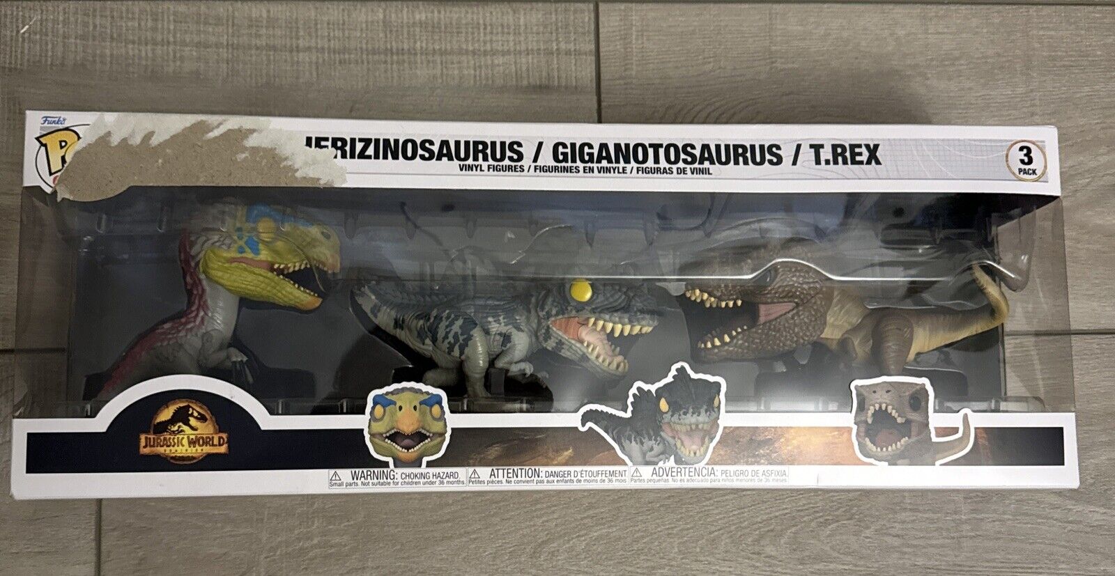 Funko Jurassic World Dominion 3 Pack: T.Rex, Giganotosaurus, and Therizinosaurus