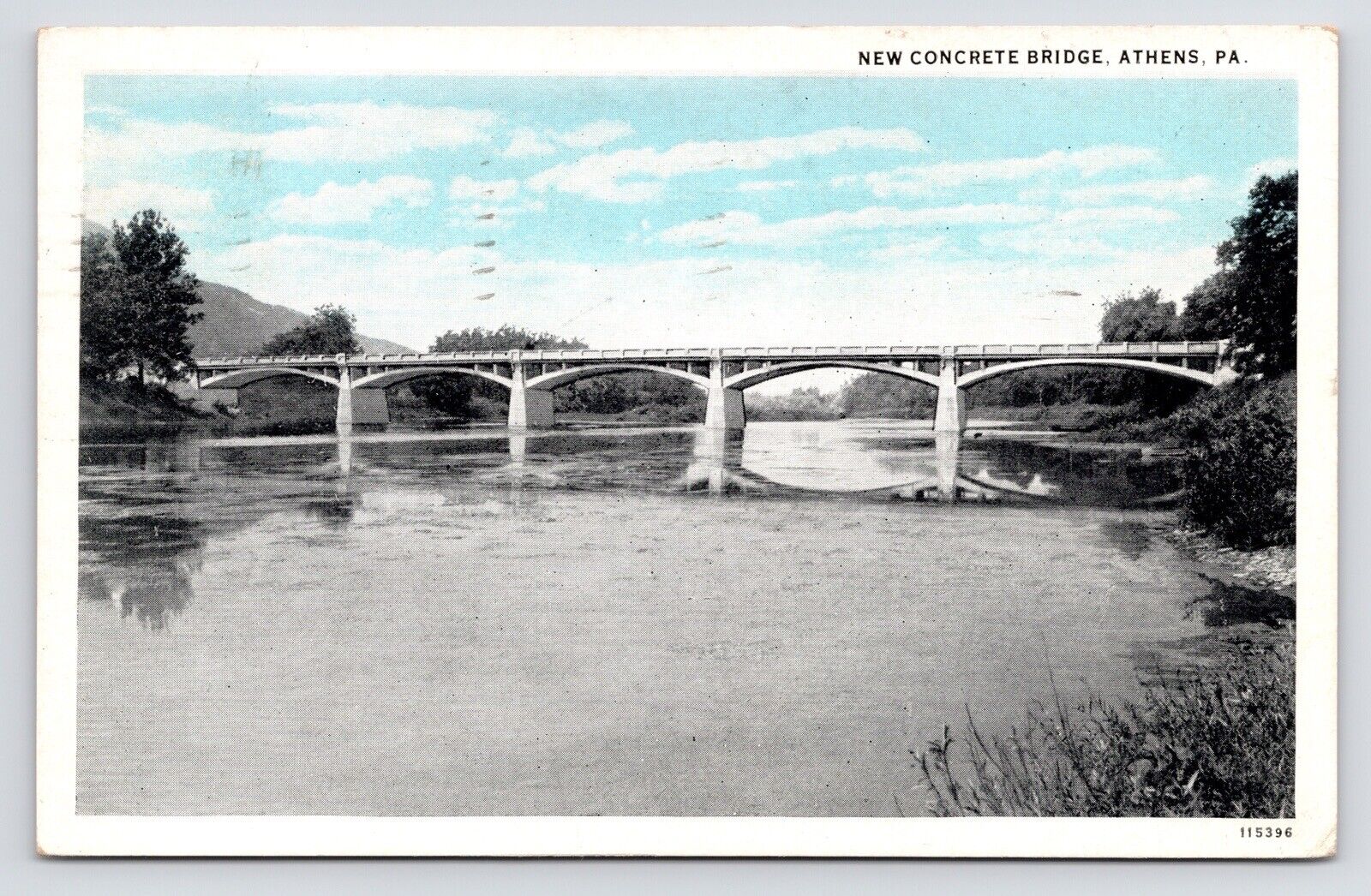c1930s Athens Pennsylvania Concrete Bridge~Bradford County~VTG PA Postcard