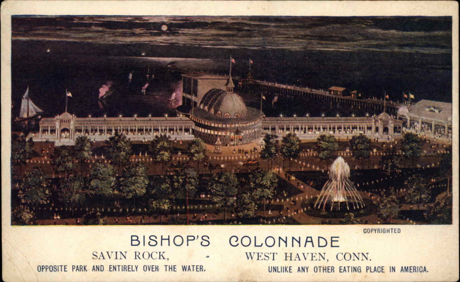 West Haven CT Savin Rock Bishop\'s Colonnade c1910 Postcard