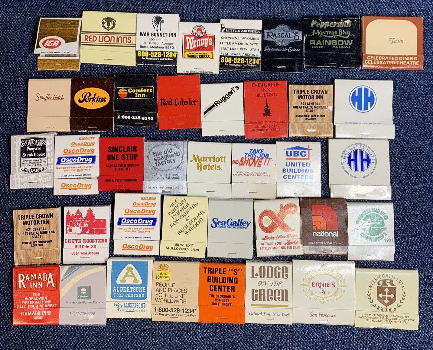 Lot Of 40 Vintage Matchbooks Back Strikes Advertising Ephemera Incl. Beer Hotels