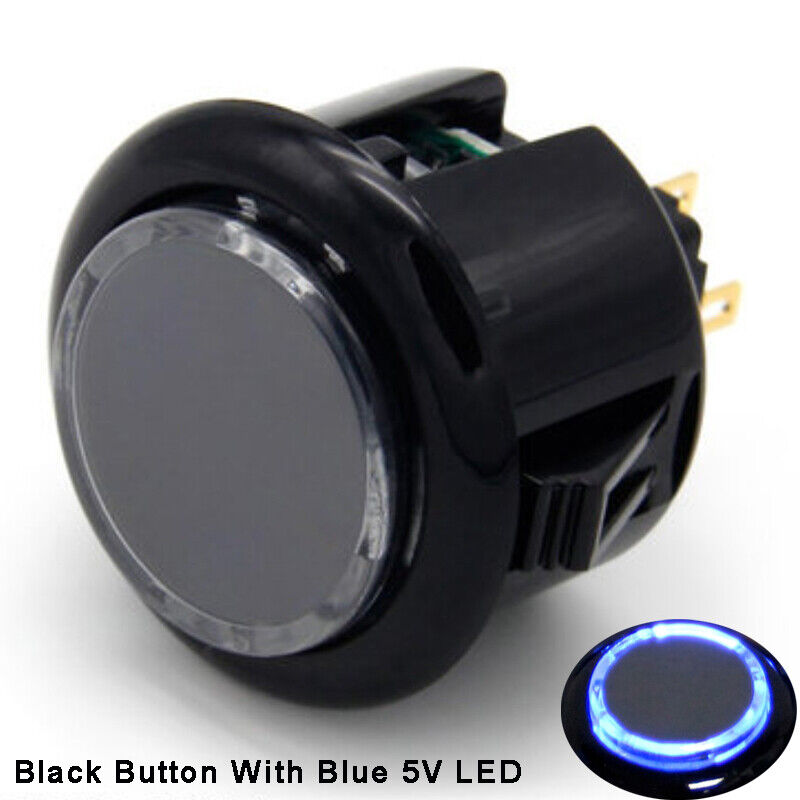 6pcs Arcade 24mm / 30mm Qanba Illuminated Push Button With Blue / White 5V LED