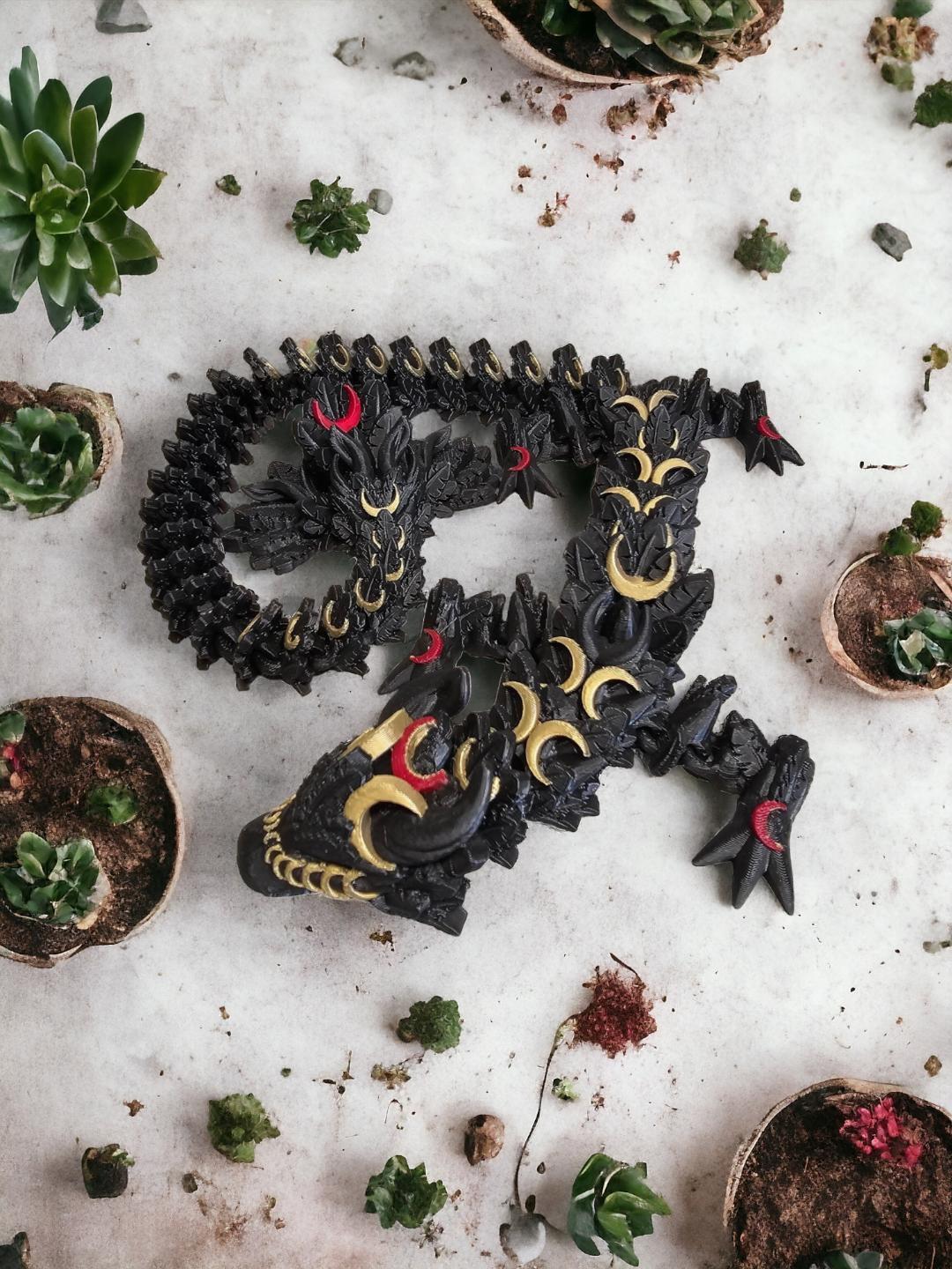 Lunar Dragon Articulating 3D Printed Dragon Decor Figurine Gift for Him Gift