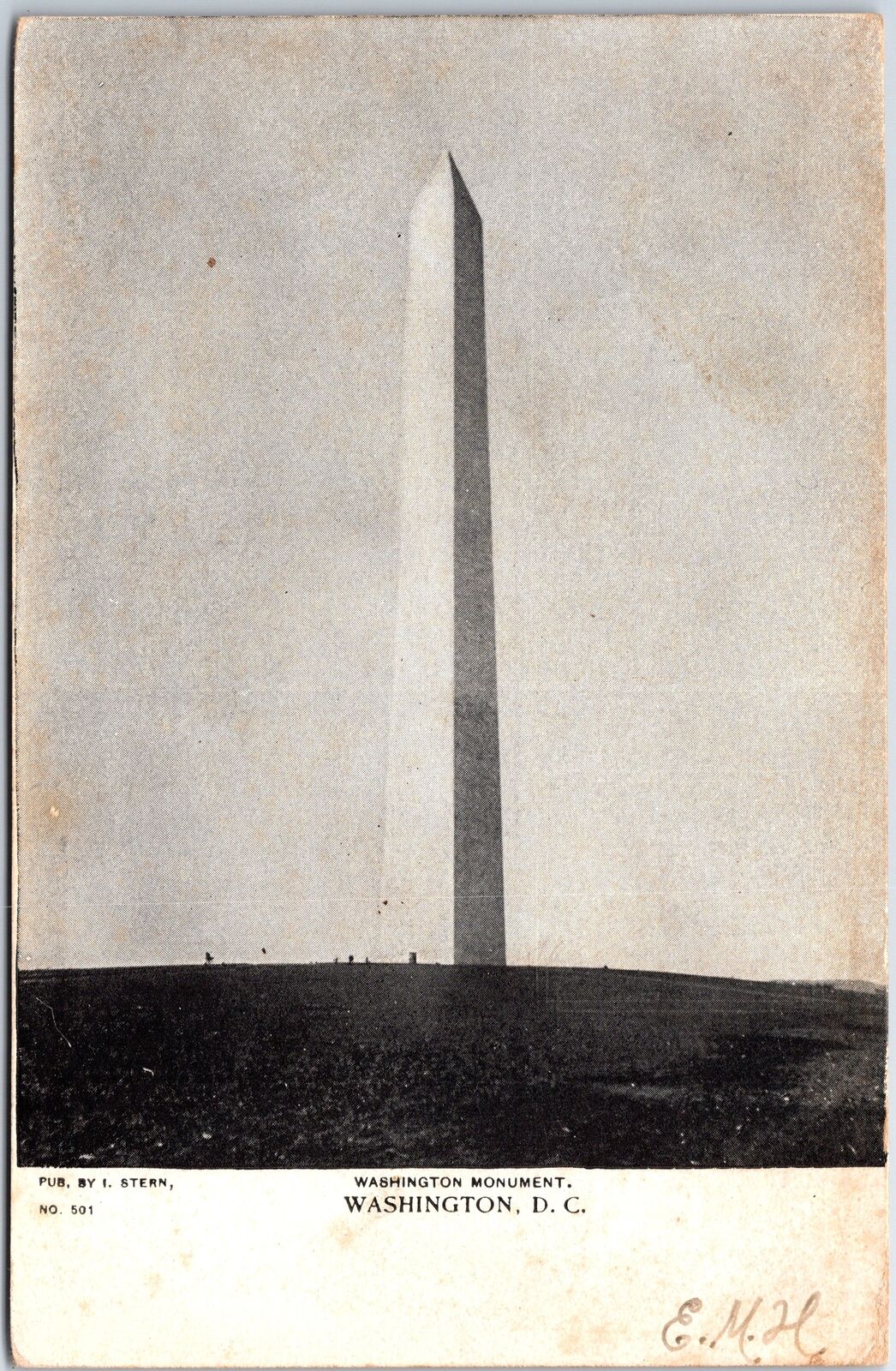 VINTAGE POSTCARD THE WASHINGTON MONUMENT AT WASHINGTON D.C. c. 1901-1905