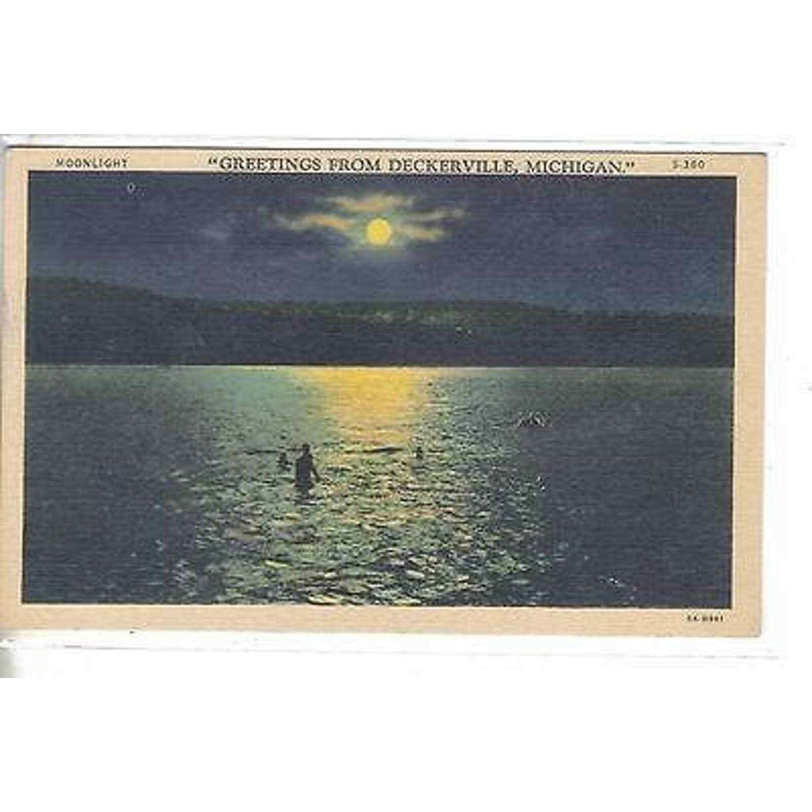Greetings from Deckerville,Michigan Linen Post Card