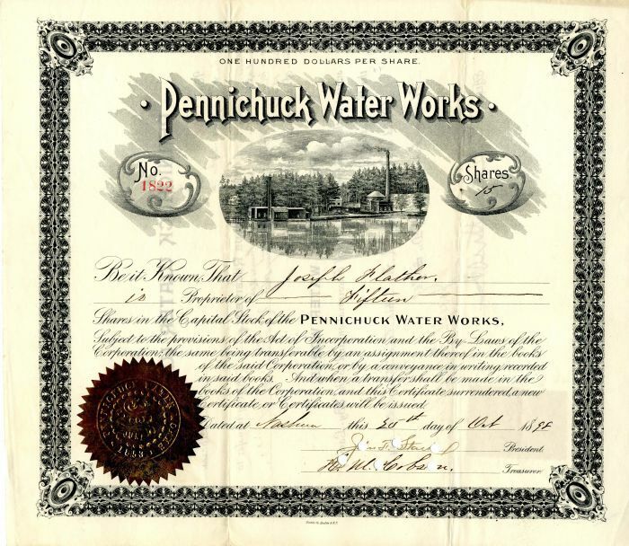 Pennichuck Water Works - Stock Certificate - General Stocks