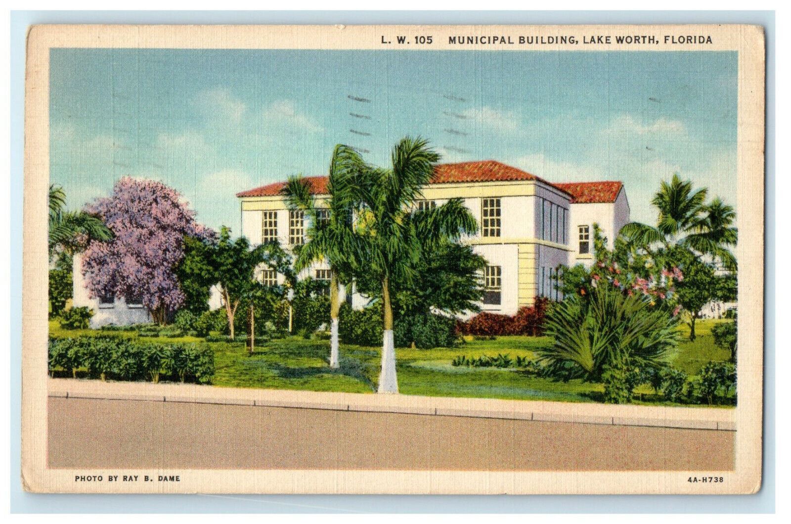 1940 Municipal Building, Lake Worth Florida FL Posted Vintage Postcard