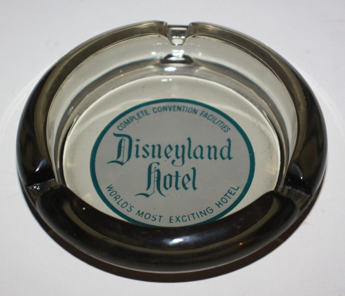 Vintage 1960s Disneyland Glass Ashtray Gray Smoke Glass 4.25\