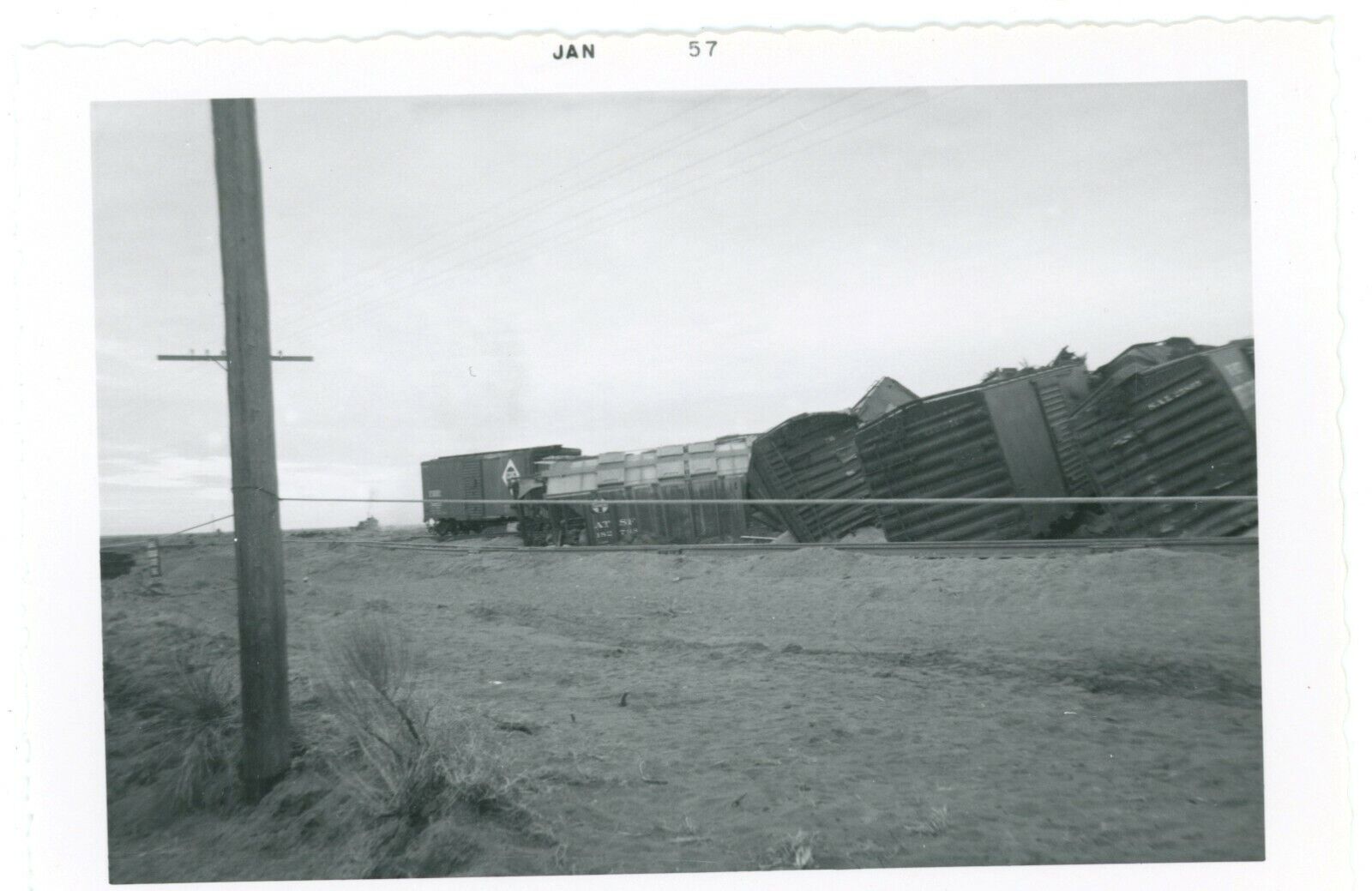 1957 VINTAGE PHOTO SNAPSHOT Delphos, New Mexico TRAIN WRECK GHOST TOWN 1950s #12