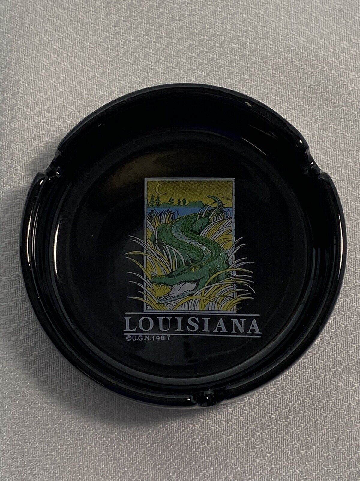 Vintage Rare 1987 U.G.N. Louisiana Swamp Alligator Ashtray Tobacco Ceramic