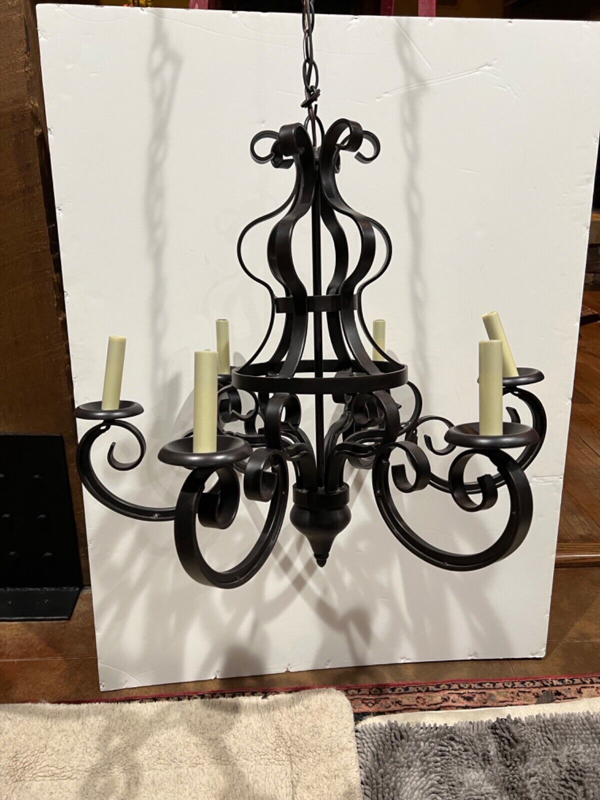 black wrought iron chandelier