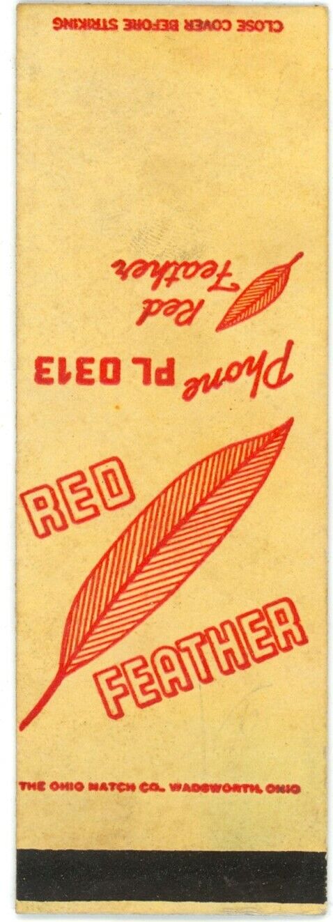 Red Feather Restaurant, Dining And Dancing, Los Angeles Vintage Matchbook Cover