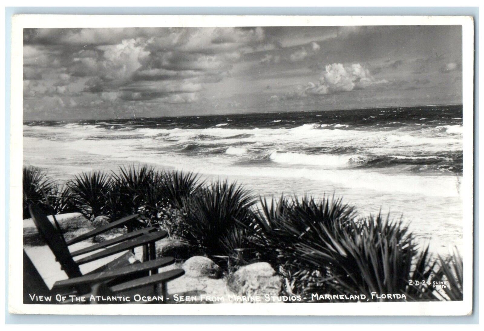 View Of The Atlantic Ocean Seen From Marine Florida RPPC Photo Vintage Postcard