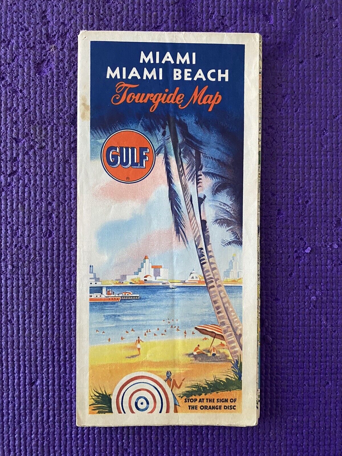 Vintage Gulf Tour Guide Road Map of Miami Beach