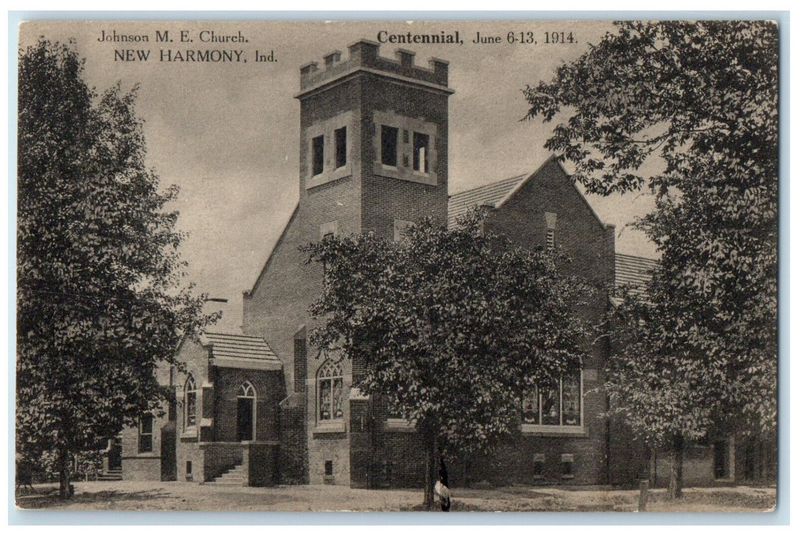 1914 Johnson M.E. Church New Harmony Indiana IN Antique Unposted Postcard