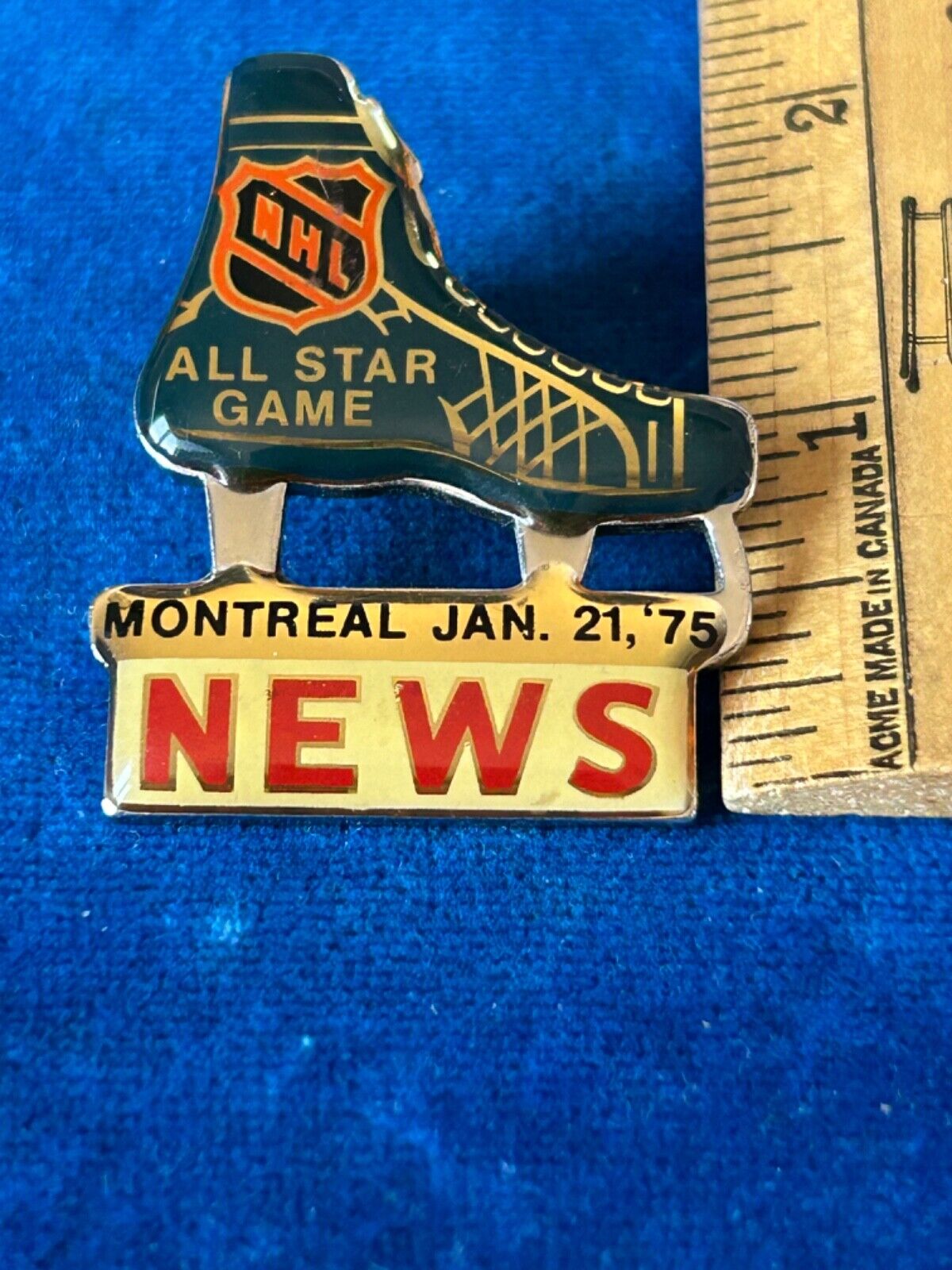 NHL All Star Game Montreal Forum January 21st 1975 News Press sterling Lapel Pin