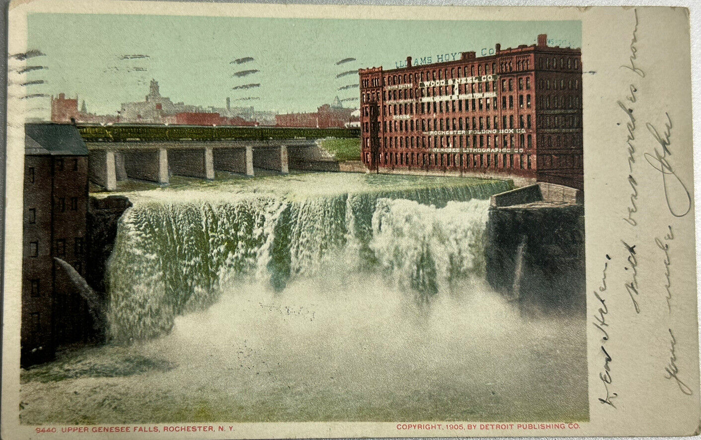 Upper Falls Genesee River Rochester New York Vintage Postcard